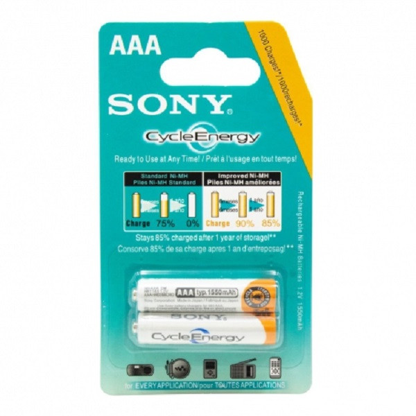 باتری نیم قلمی قابل شارژ سونی مدل 1550mAh بسته دو عددی