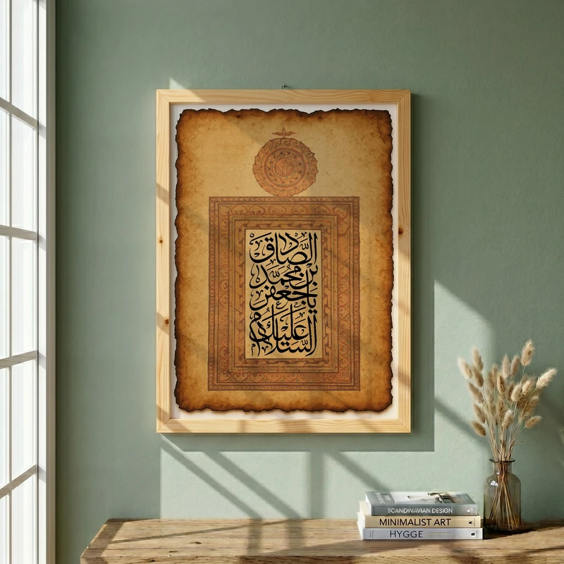 تابلو طرح ولادت امام صادق (ع) مدل G15119 فریم کرم روشن