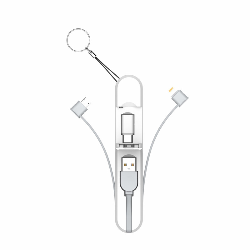 کابل تبدیل USB به USB-C/MicroUSB/لایتنینگ الدینیو مدل LC140 طول 0.2 متر