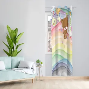  پرده مدل خرس رنگین کمانی مخمل پانچی کد 1003 سایز 140x280 سانتی متر