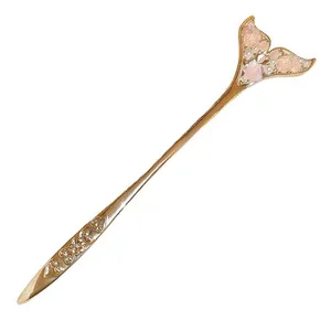 گیره مو زنانه مدل کانزاشی دم ماهی گل دار brg k407 