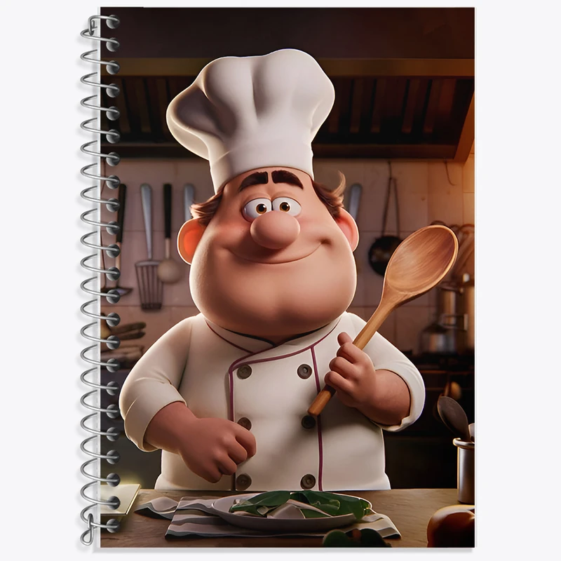 دفتر زبان 50 برگ خندالو مدل دو خط طرح آشپز بانمک کد F8025