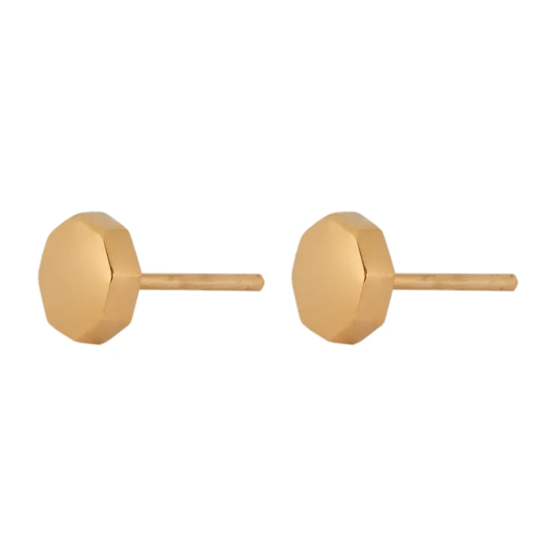 گوشواره میخی طلا 18 عیار زنانه گالری تاج آبادی مدل چند ضلعی کد T-35