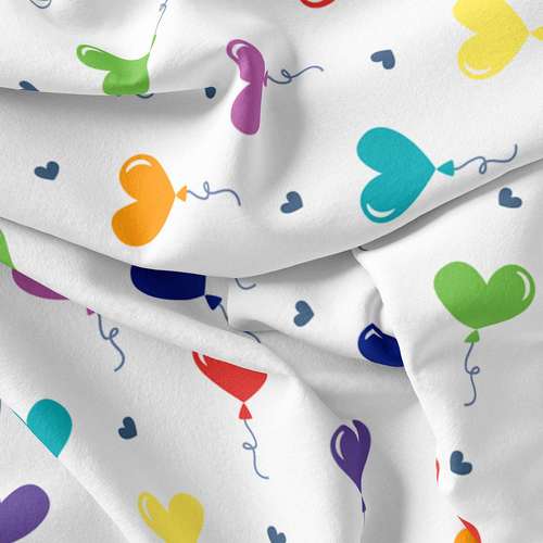   پارچه ملحفه پارچه باما مدل مخمل  طرح بادکنک های رنگی  کد 5011442