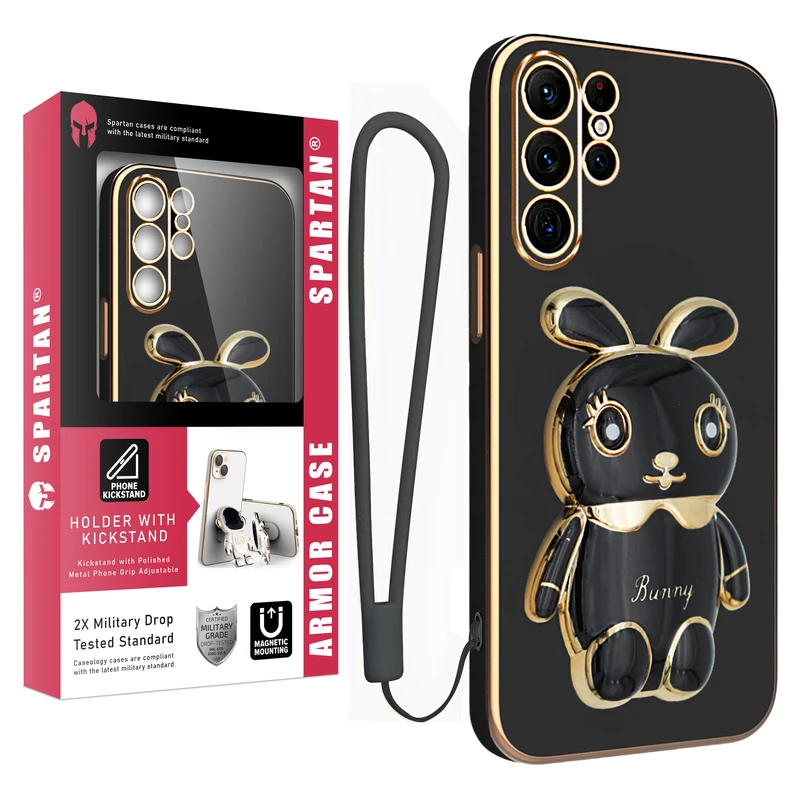 کاور اسپارتان مدل Bunny مناسب برای گوشی موبایل سامسونگ Galaxy S23 Ultra به همراه بند نگهدارنده