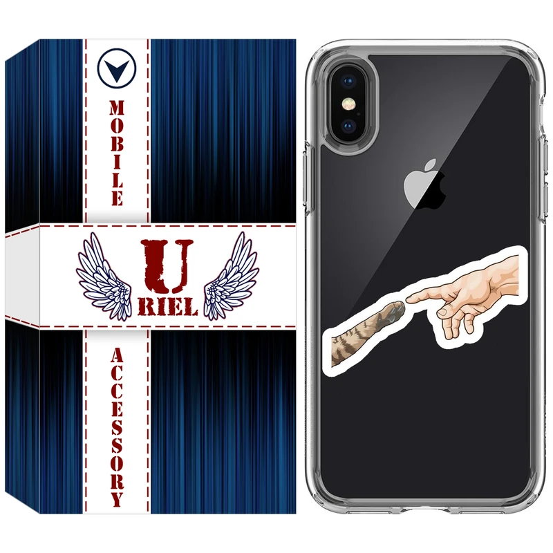 کاور یوریل مدل Clear کد 94 طرح دست گربه مناسب برای گوشی موبایل اپل iPhone X / XS