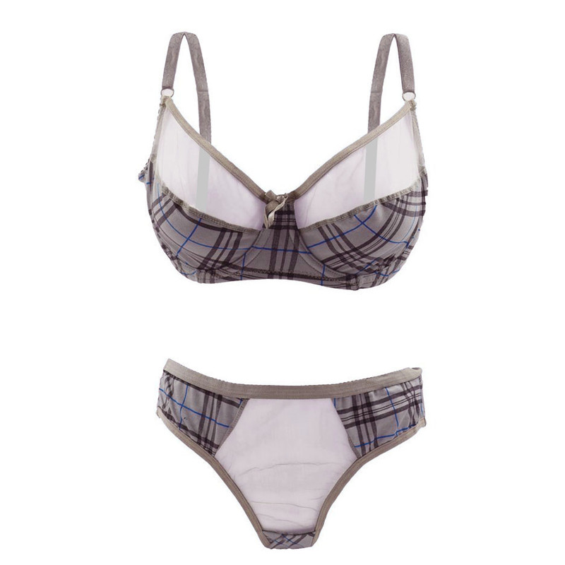 ست شورت و سوتین زنانه بی یو تی مدل چهارخونه توری