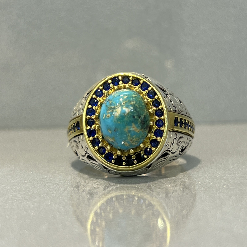 انگشتر نقره مردانه مدل فیروزه نیشابوری 956053-2424