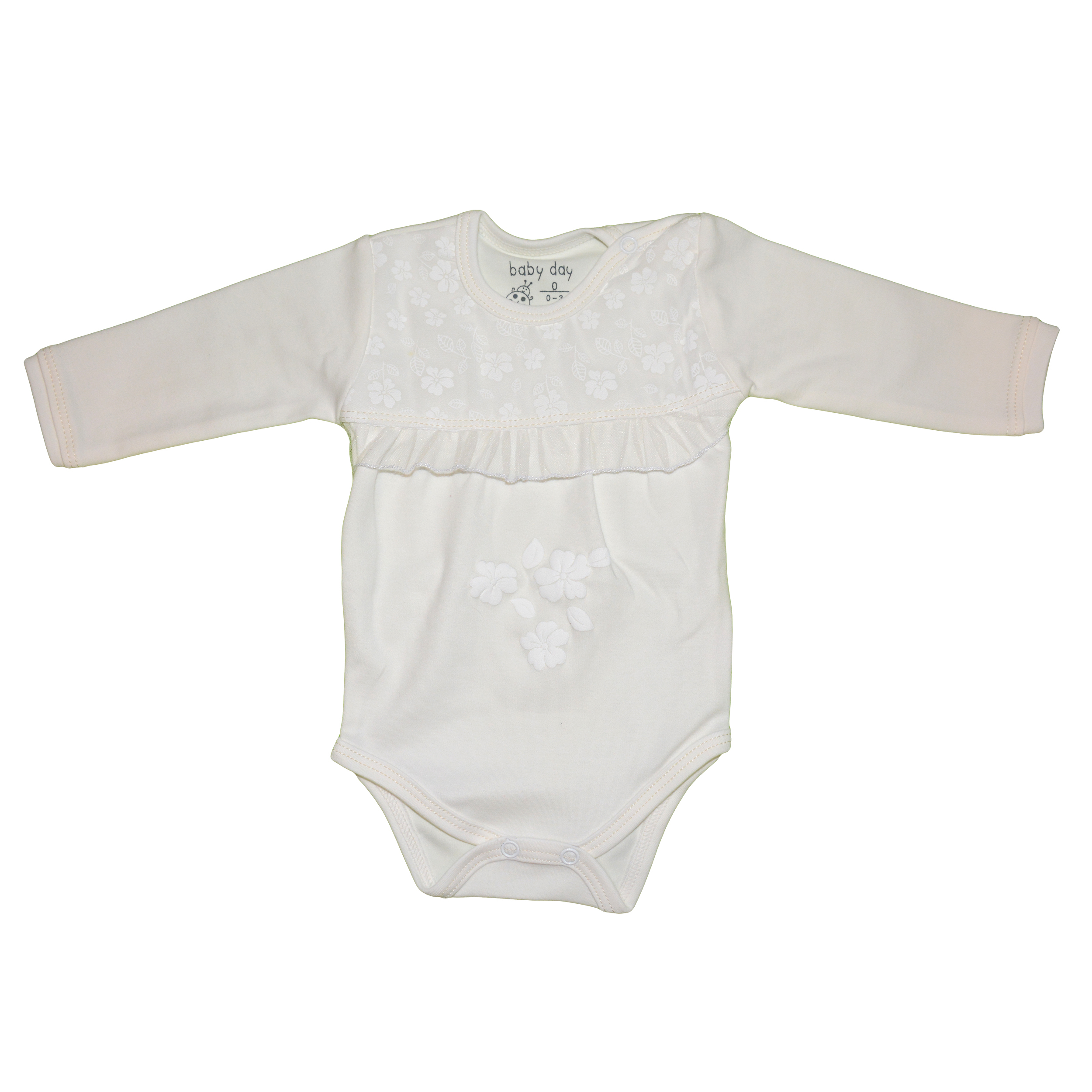 بادی آستین بلند نوزادی بیبی دی مدل عروس