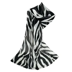 شال زنانه مدل حریر طرح زبرا کد 1