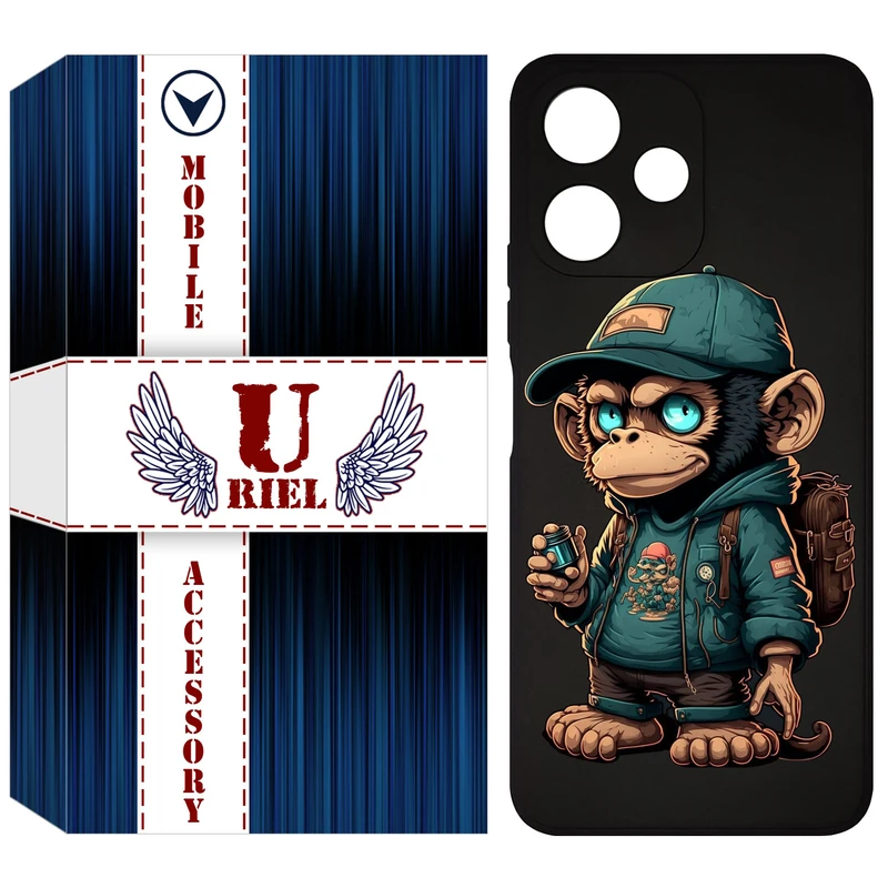 کاور یوریل قاب مدل KSH کد 36 طرح میمون مناسب برای گوشی موبایل شیائومی Redmi 12 5G / Redmi Note 12R / Poco M6 Pro 5G