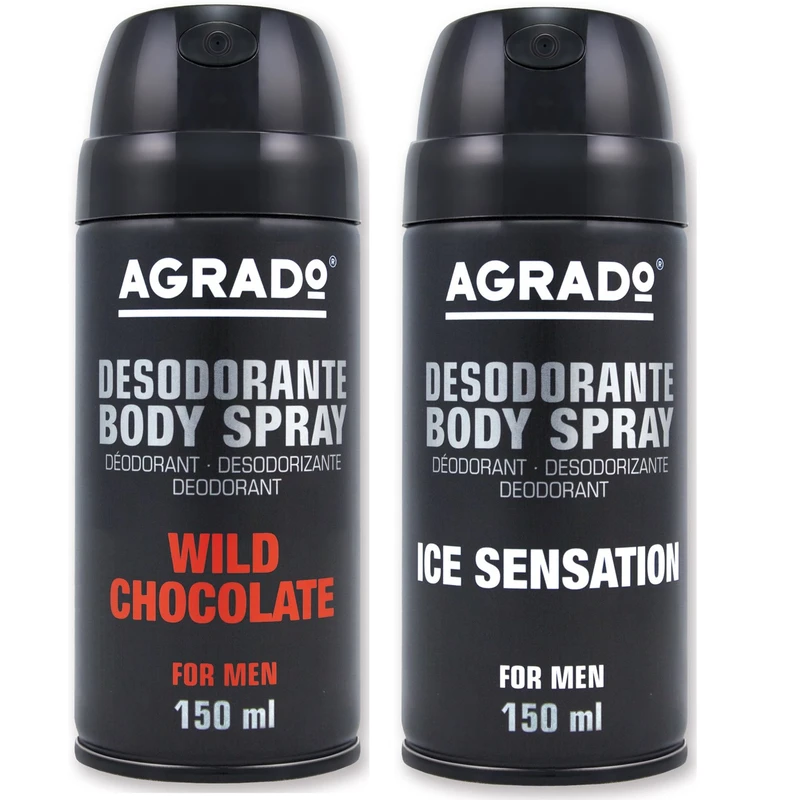 اسپری خوشبو کننده بدن مردانه آگرادو مدل Ice  and Chocolate  بسته دوعددی حجم 150 میلی لیتر