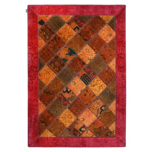 کلاژ فرش  سه متری سبحه طرح چهل تکه پچ ورک کد FDC-4014