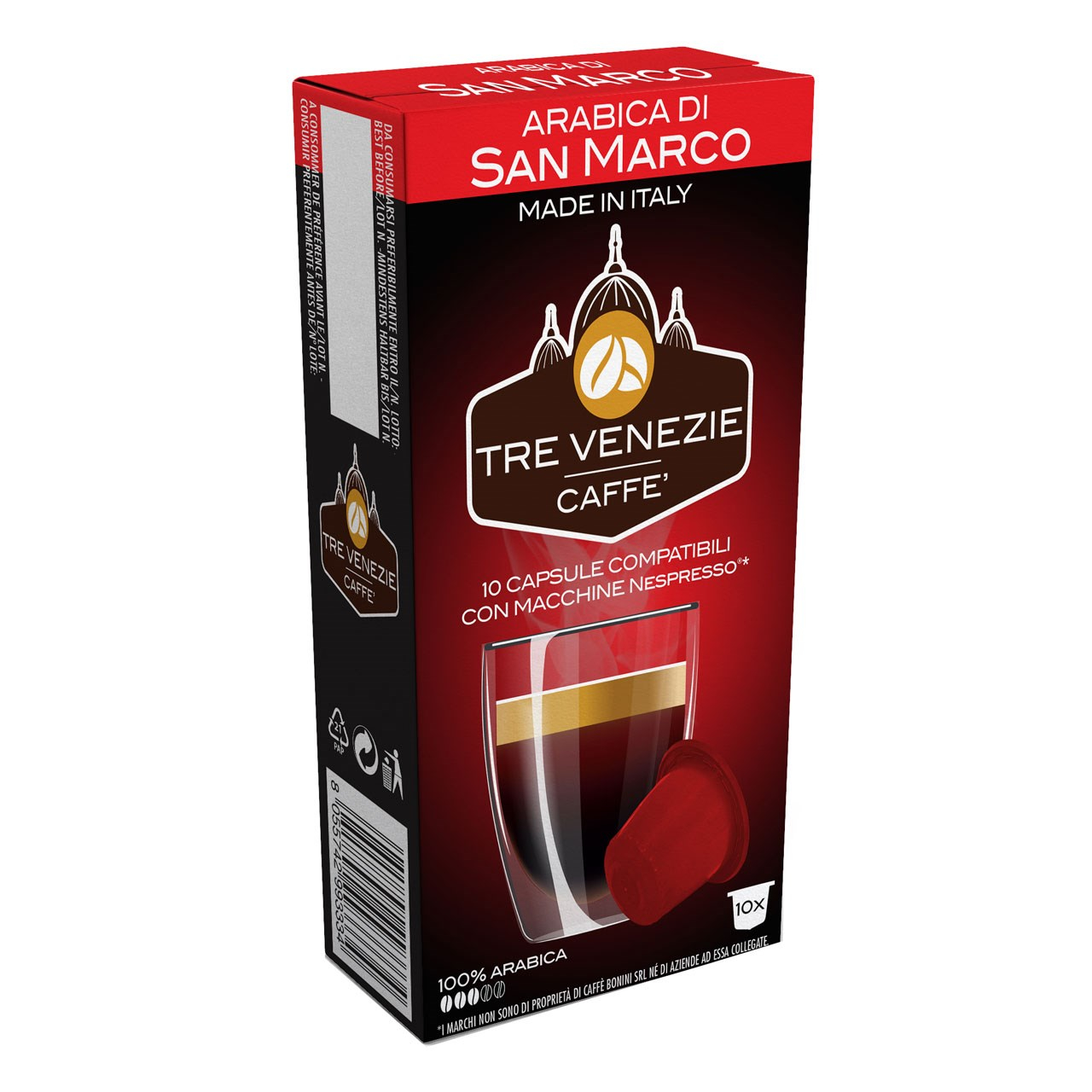 کپسول قهوه تِرِونیز مدل Arabica Di San Marco بسته 10 عددی