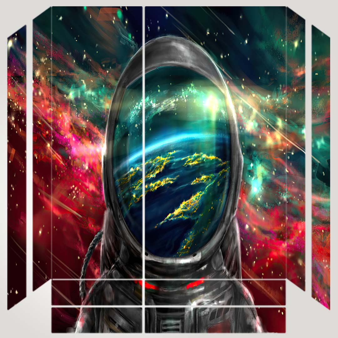 برچسب پلی استیشن ۴ مدل طرح astronaut colorful galaxy     کد PS-10141  