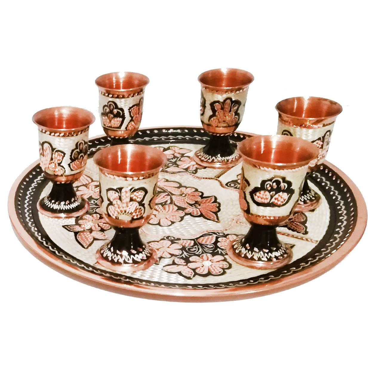 سرویس چای خوری7 پارچه مسی گوهرچین کد 55624