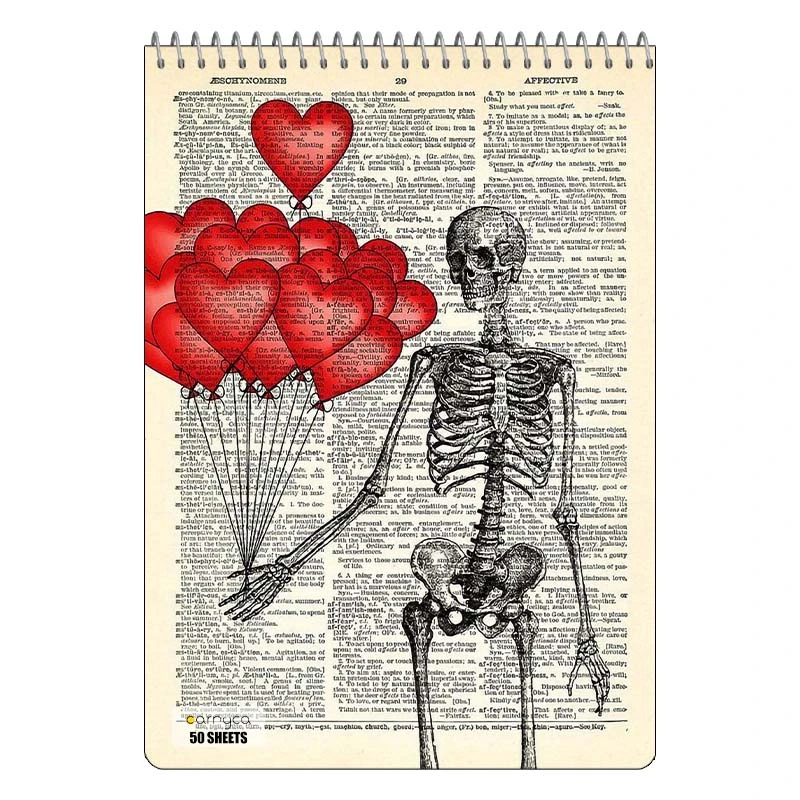 دفتر نقاشی 50 برگ سیمی کارنیکا طرح روزنامه وینتج اسکلت Vintage Newspaper Skeleton کد 68213