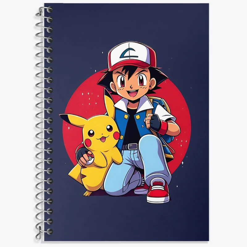 دفتر زبان 50 برگ خندالو مدل دو خط طرح انیمه پوکمون (pokemon) کد F6970