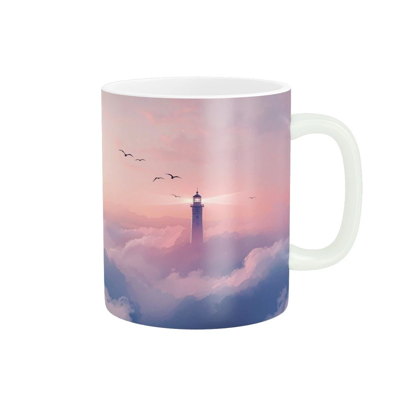 ماگ پاد آفرین مدل فانوس دریایی و ابر ها کد 176