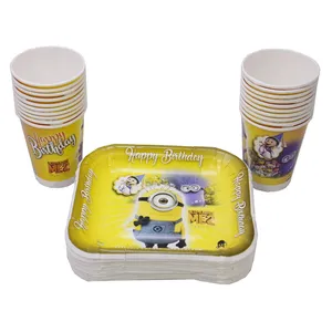 پیش دستی و لیوان یکبار مصرف ایرسا مدل Minion بسته 20 عددی