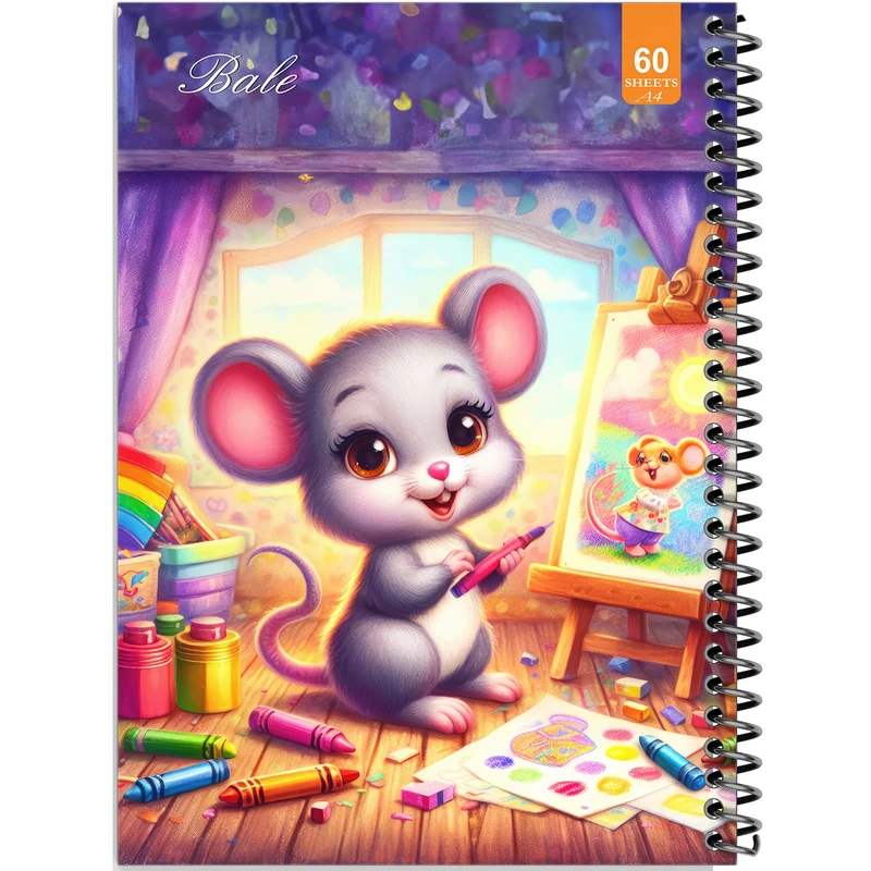 دفتر نقاشی 60 برگ انتشارات بله طرح فانتزی موش هنرمند کد A4-O148