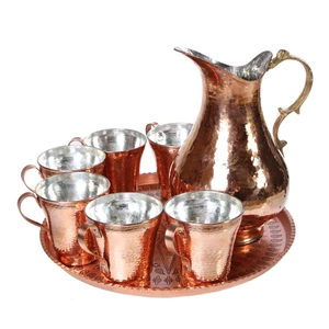 ست پارچ و لیوان مسی کد zh28 مجموعه ی 8 عددی