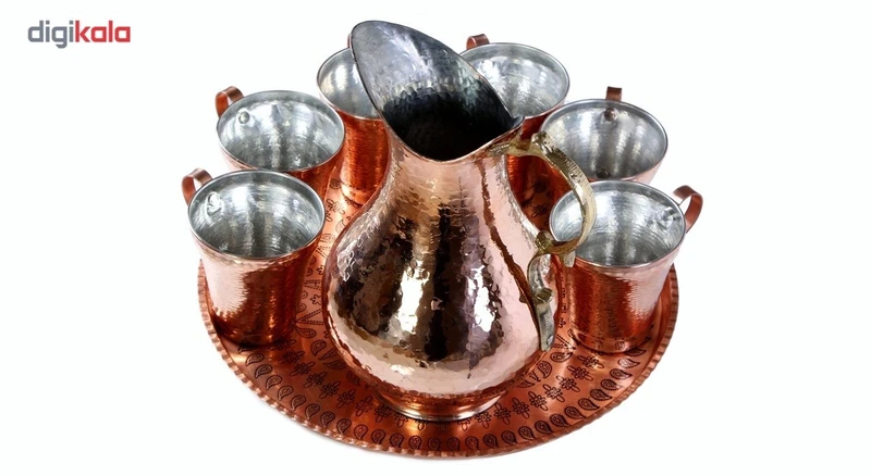 عکس شماره 5 : ست پارچ و لیوان مسی کد zh28 مجموعه ی 8 عددی