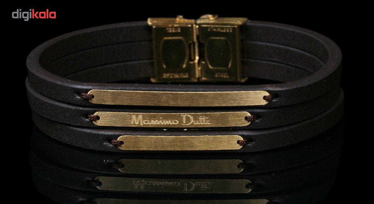 دستبند طلا 18 عیار نفیس گلد مدل طلا و چرم MG19 -  - 4