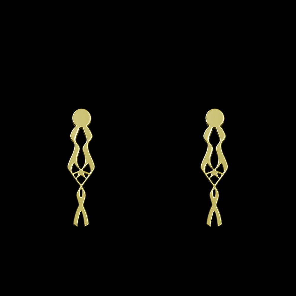 گوشواره طلا 18 عیار زنانه مدوپد مدل هندسی کد GA1-10216