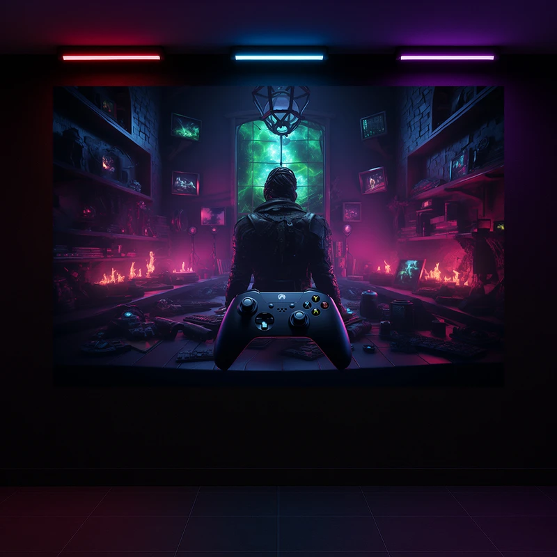 پوستر پارچه ای طرح مخمل اتاق گیمینگ مدل دارک کد AR3059367