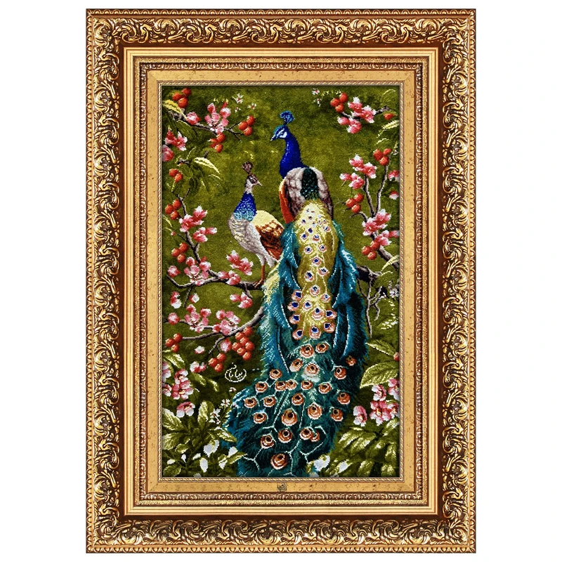 تابلو فرش دستباف فرش میرنظامی طرح طاووس کد 2035