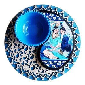جای زیورآلات چوبی ناریا طرح ترمه آبی