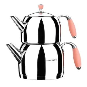 کتری و قوری کرکماز مدل Flora کد A119-01 به همراه ست 3 عددی اردورخوری