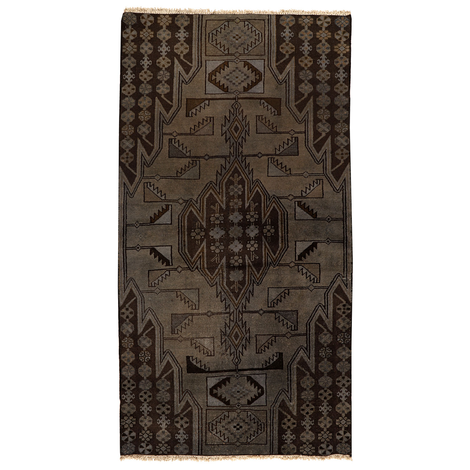 فرش دستبافت رنگ شده یک و نیم متری طرح وینتج کد 991223