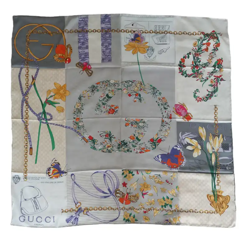 روسری زنانه  مدل ابریشم توییل دور دست دوز گلدار فانتزی کد 33