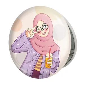 آینه جیبی خندالو طرح دخترانه باحجاب مدل تاشو کد 26007 