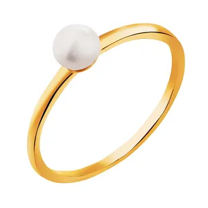  انگشتر طلا 18 عیار زنانه قیراط طرح مروارید کد GH3306