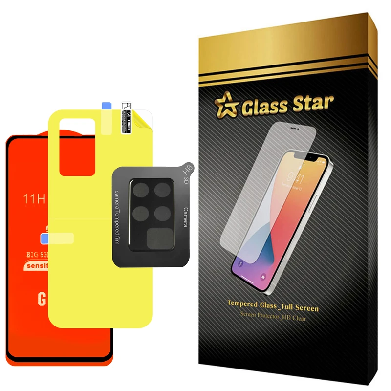 محافظ صفحه نمایش گلس استار مدل 3FNF مناسب برای گوشی موبایل شیائومی Redmi 10 / 10 Prime به همراه محافظ پشت گوشی و محافظ لنز دوربین