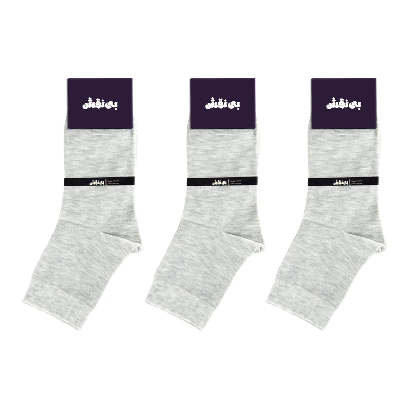 جوراب نیم ساق مردانه بی نقش مدل ساده کد BMJ-355 بسته 3 عددی