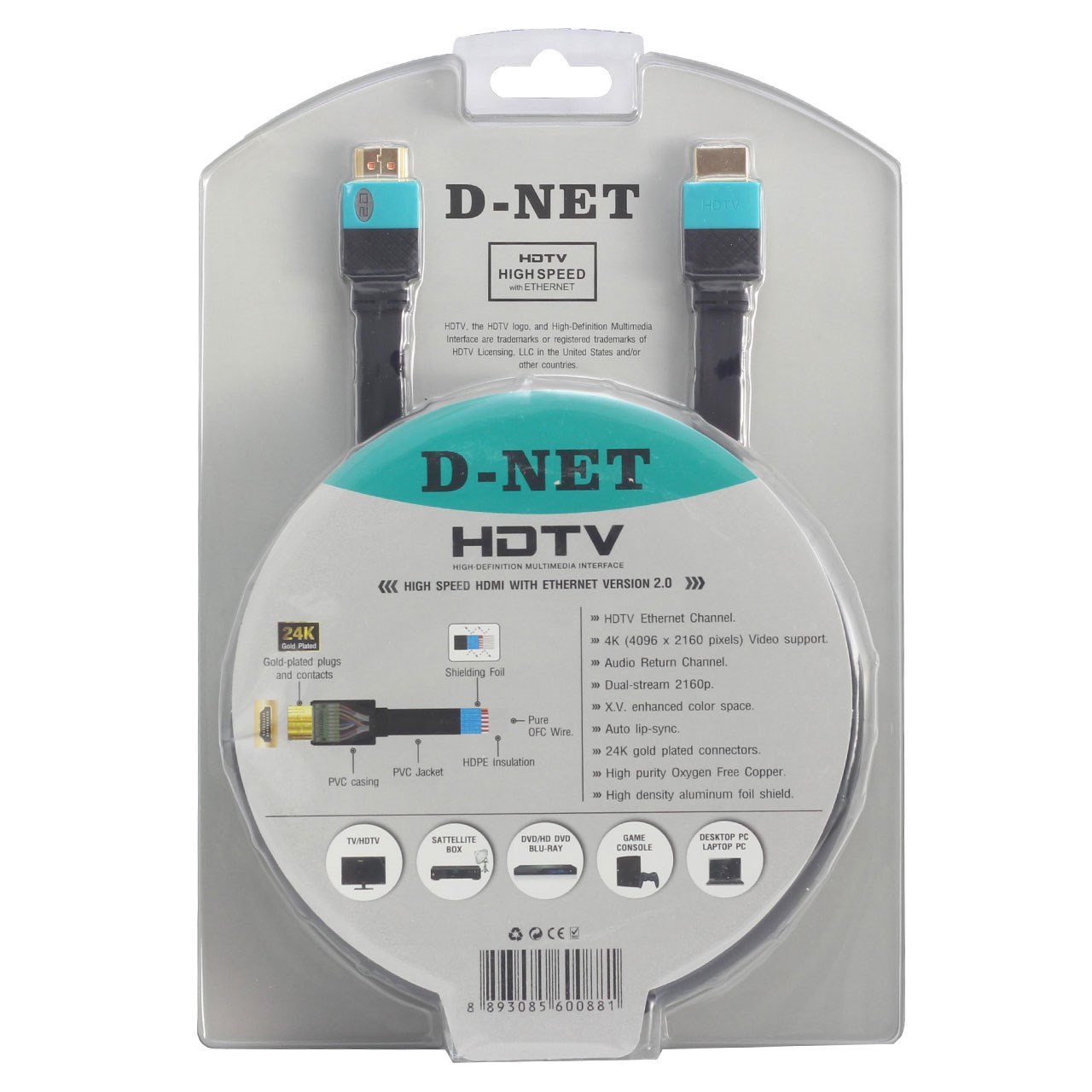 کابل HDMI دی-نت مدل HDTV 2.0 طول 1.5 متر