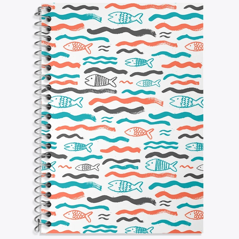 دفتر زبان 50 برگ خندالو مدل دو خط طرح ماهی کد N720