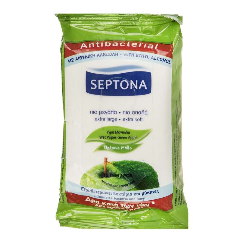 دستمال مرطوب آنتی باکتریال سپتونا مدل Green Apple بسته 60 عددی دستمال مرطوب آنتی باکتریال سپتونا مدل Green Apple بسته 60 عددی