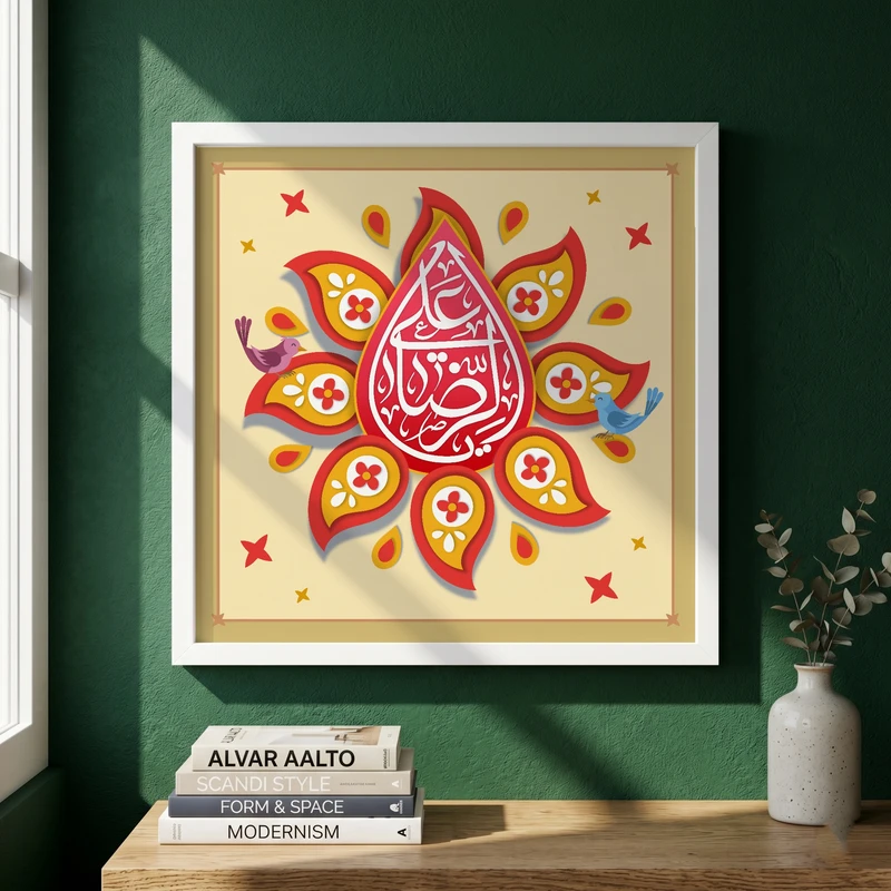 تابلو طرح ولادت امام رضا (ع) مدل G15058 فریم سفید