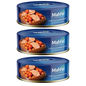 کنسرو ماهی تن و لوبیا چیتی در سس گوجه فرنگی محفل - 230 گرم بسته 3 عددی