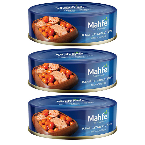 کنسرو ماهی تن و لوبیا چیتی در سس گوجه فرنگی محفل - 230 گرم بسته 3 عددی