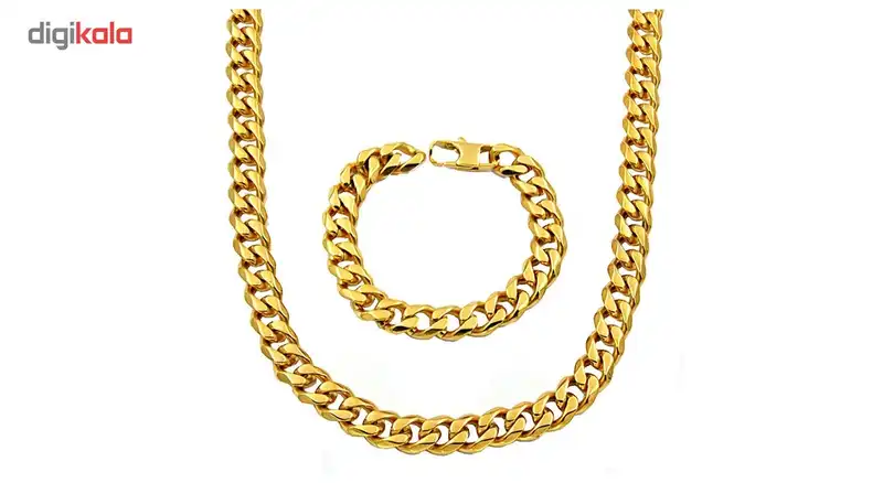 ست دست بند و گردن بند مردانه تمام استیل مدل SSN-1864