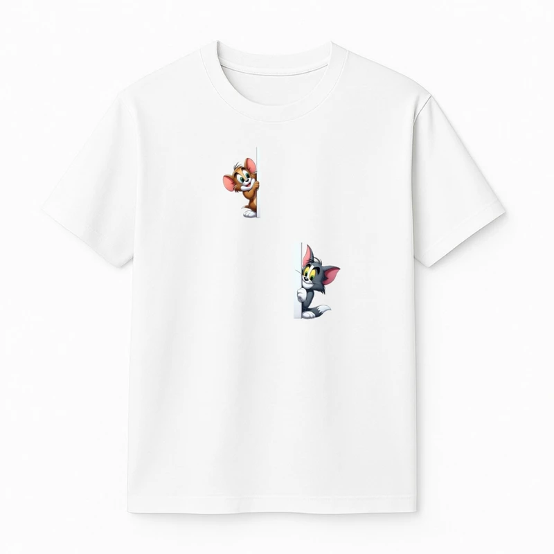 تی‌شرت آستین کوتاه پسرانه مدل موش‌ و گربه 