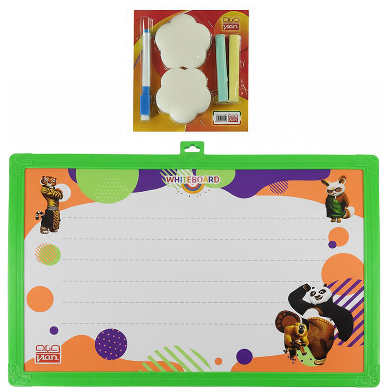تخته وایت برد وین مدل EB75 Kung Fu Panda سایز 45×30 سانتی متر به همراه پاک کن و ماژیک و گچ