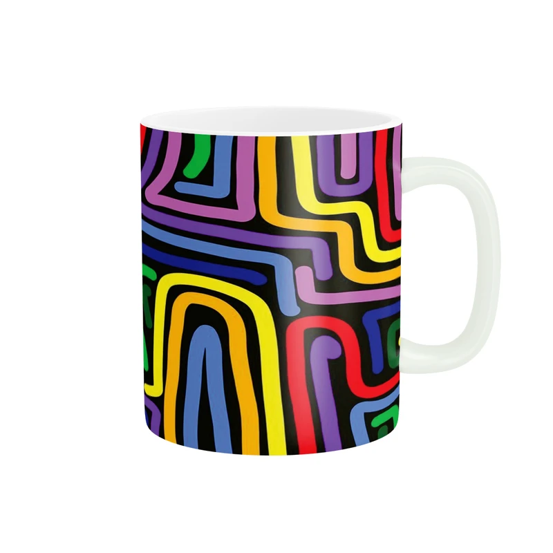 ماگ پاد آفرین مدل خطوط رنگی کد DKC995