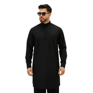 پیراهن آستین بلند یقه دیپلمات مردانه مدل پاکستانی بلند کد ۱۰۸